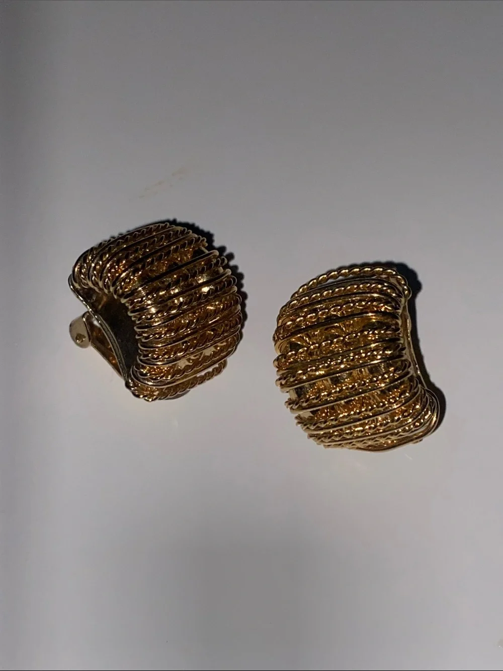 Classic Gold-Tone Ribbed Clip-On Earrings